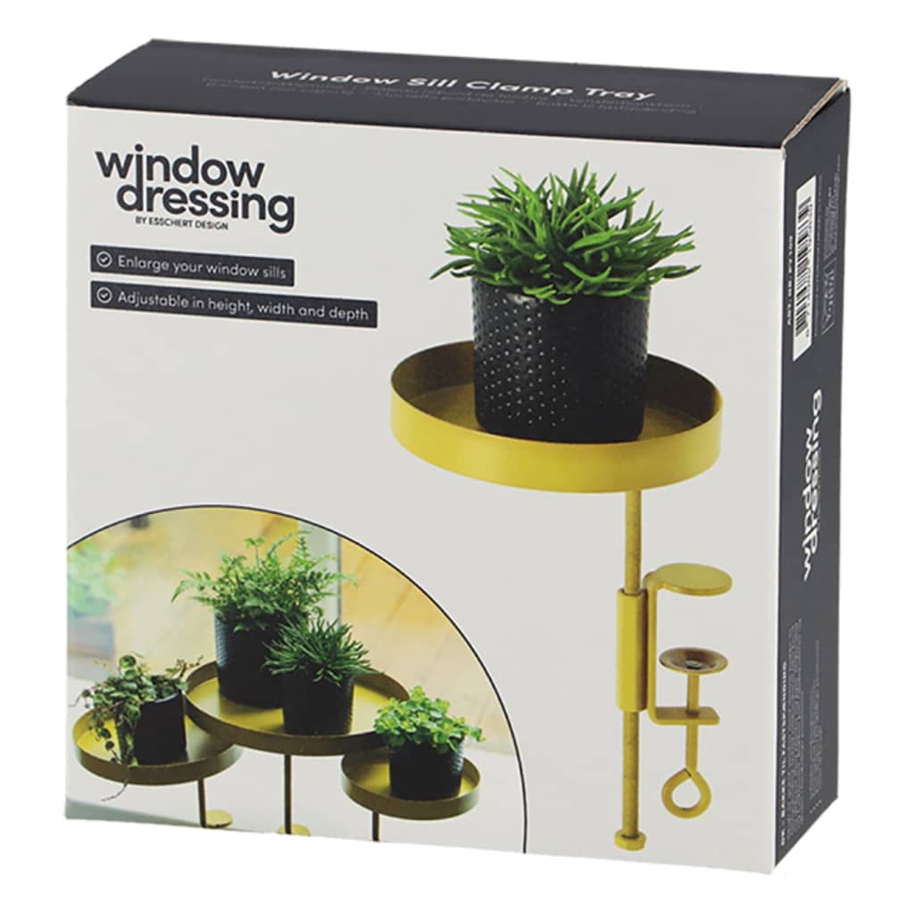 Esschert Design Tavă pentru plante cu clemă, auriu, rotund, S