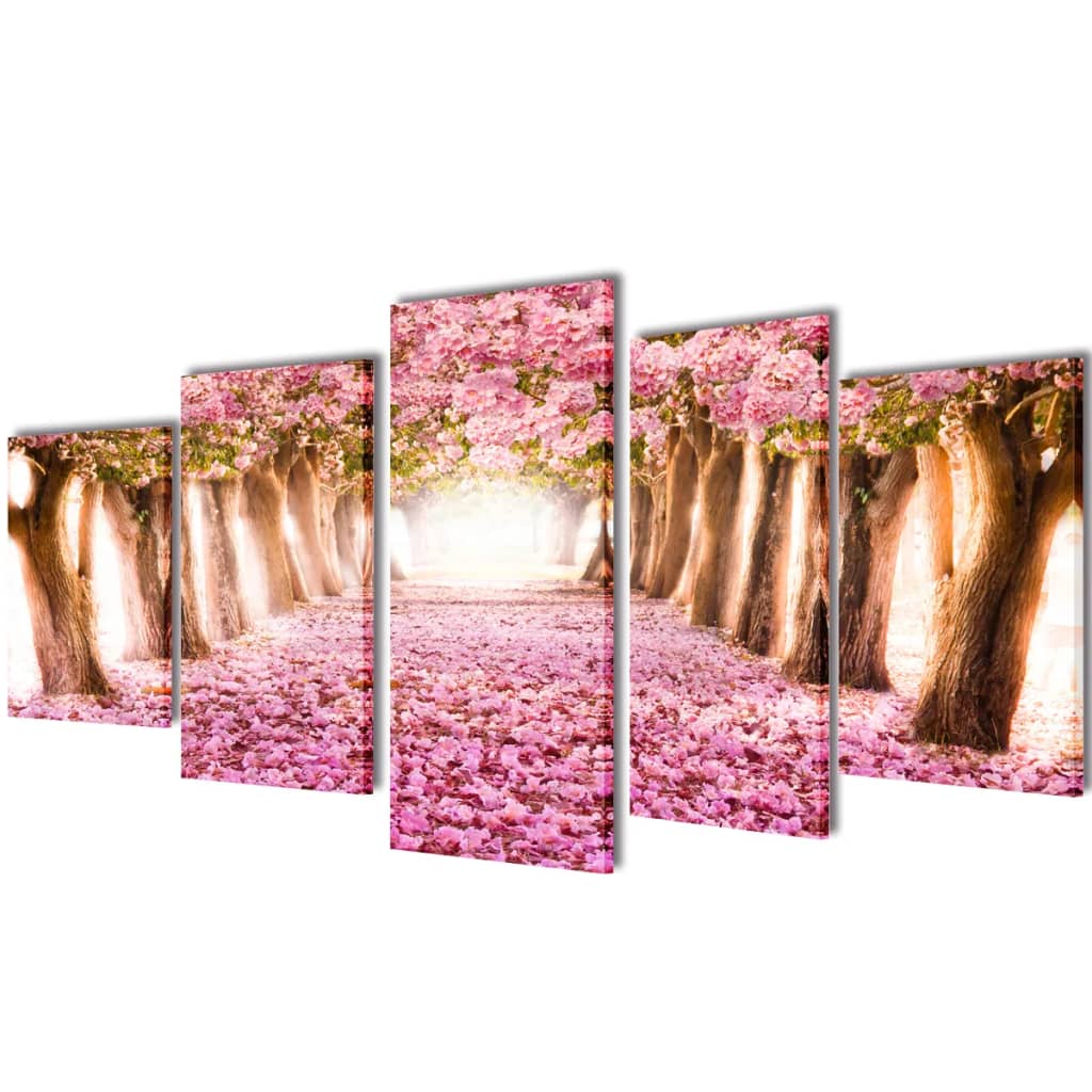 Set tablouri imprimate pe pânză Cireși înfloriți, 100x50 cm