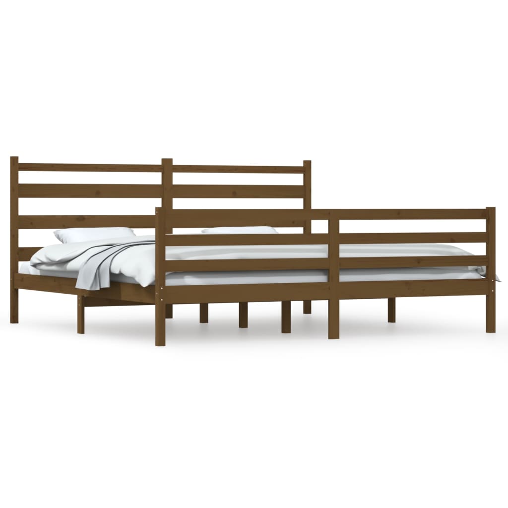 vidaXL Cadru de pat, 200x200 cm, lemn masiv de pin, maro miere