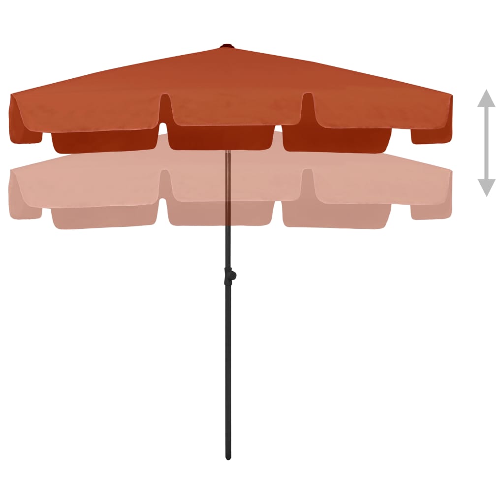 vidaXL Umbrelă de plajă, cărămiziu, 200x125 cm