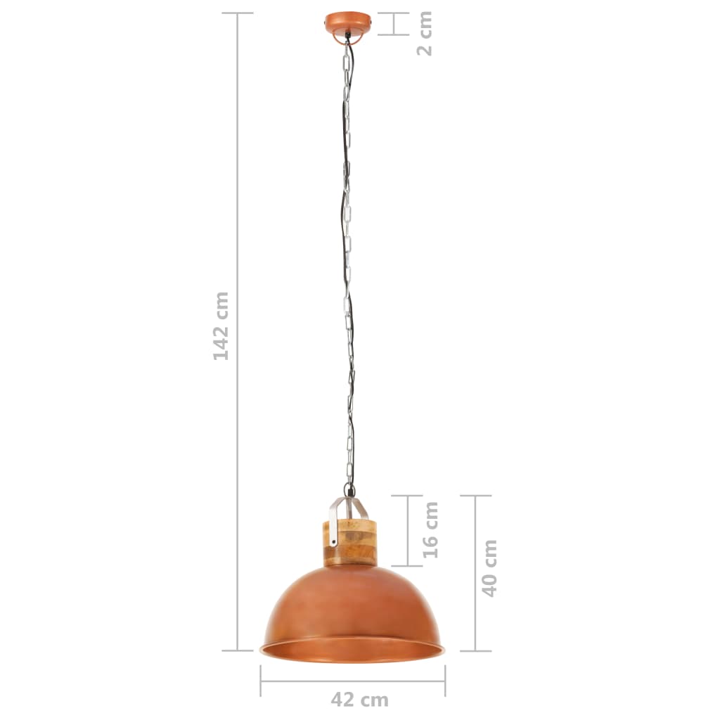 vidaXL Lampă suspendată industrială, arămiu, 42 cm, mango, E27, rotund