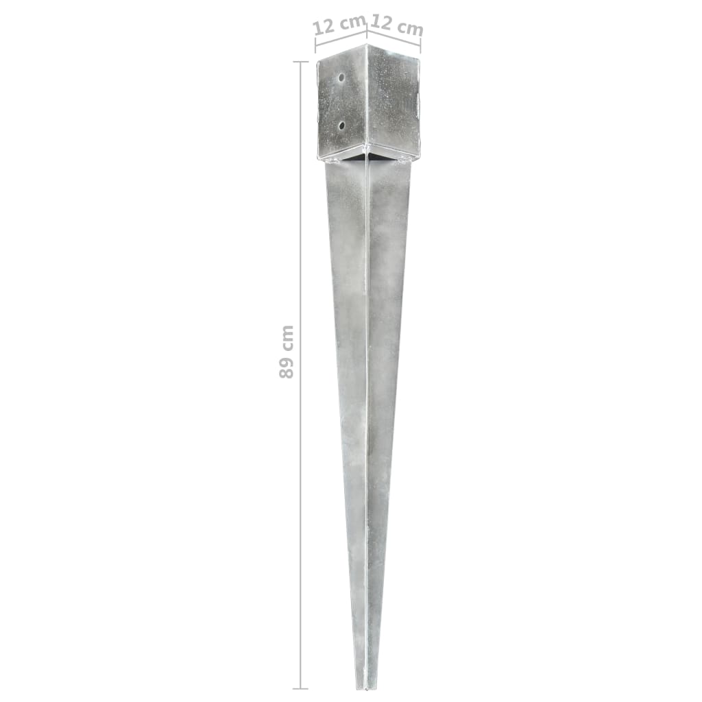 vidaXL Țăruși de sol, 2 buc., argintiu, 12x12x89 cm, oțel galvanizat