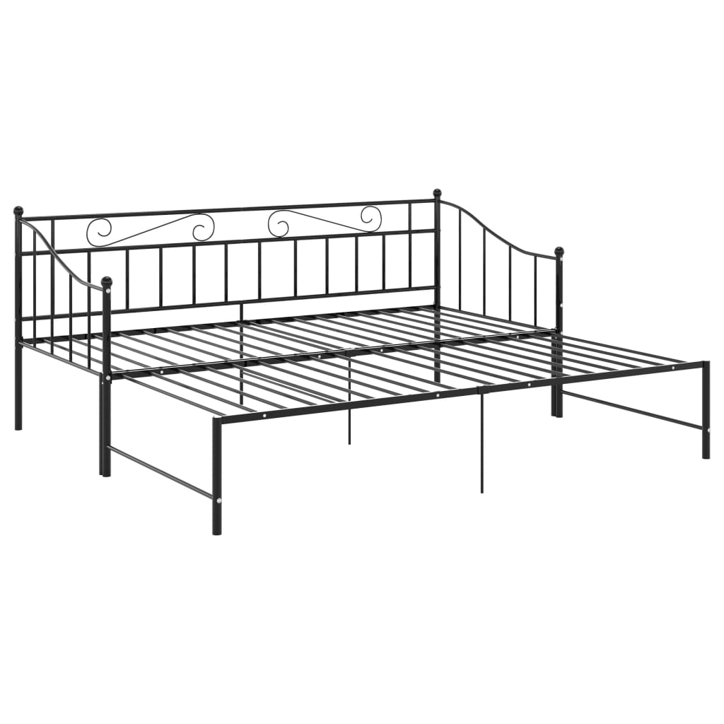 vidaXL Cadru pat canapea extensibilă, negru, 90x200 cm, metal