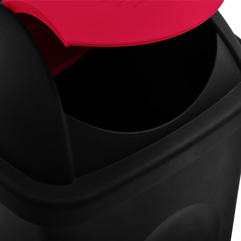 vidaXL Coș de gunoi cu capac oscilant, negru și roșu, 60L