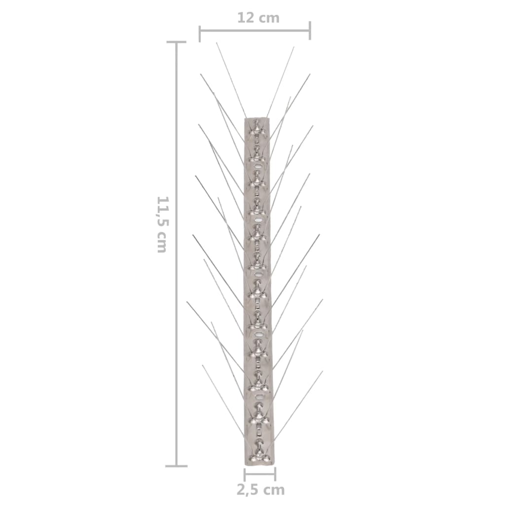 vidaXL Set bandă cu țepi antipăsări cu 4 rânduri, 20 buc., oțel, 10 m
