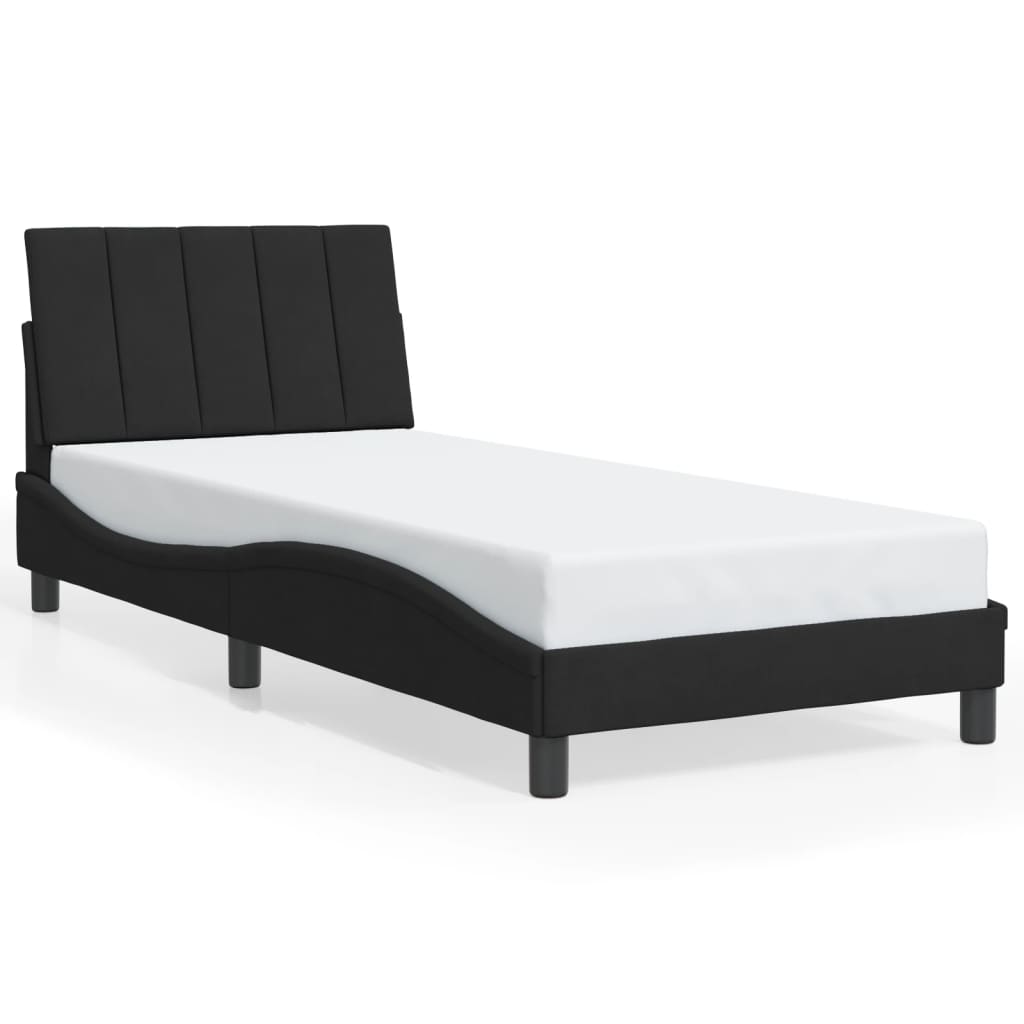 vidaXL Cadru de pat cu lumini LED, negru, 90x200 cm, catifea