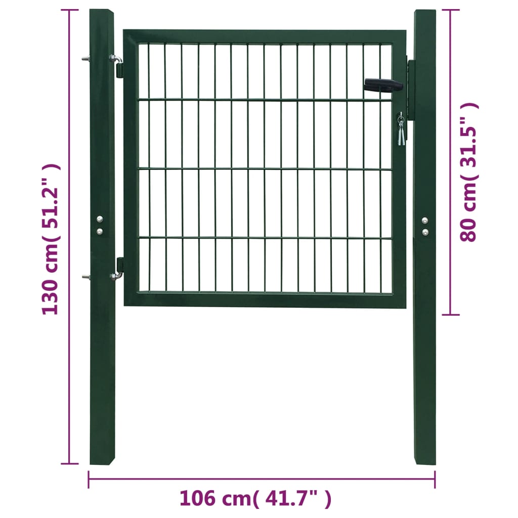 vidaXL Poartă pentru gard 2D (simplă), verde, 106x130 cm