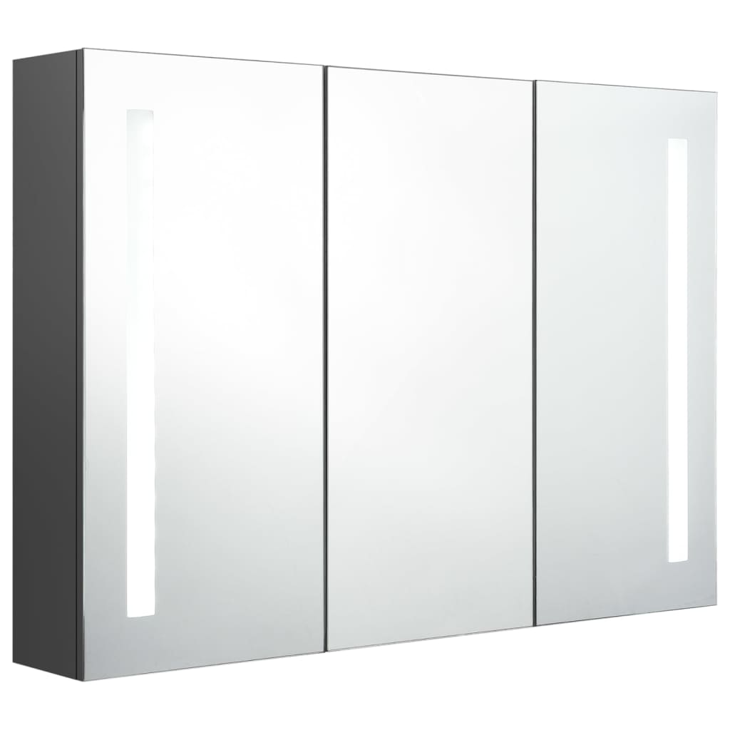 vidaXL Dulap de baie cu oglindă și LED, gri, 89x14x62 cm