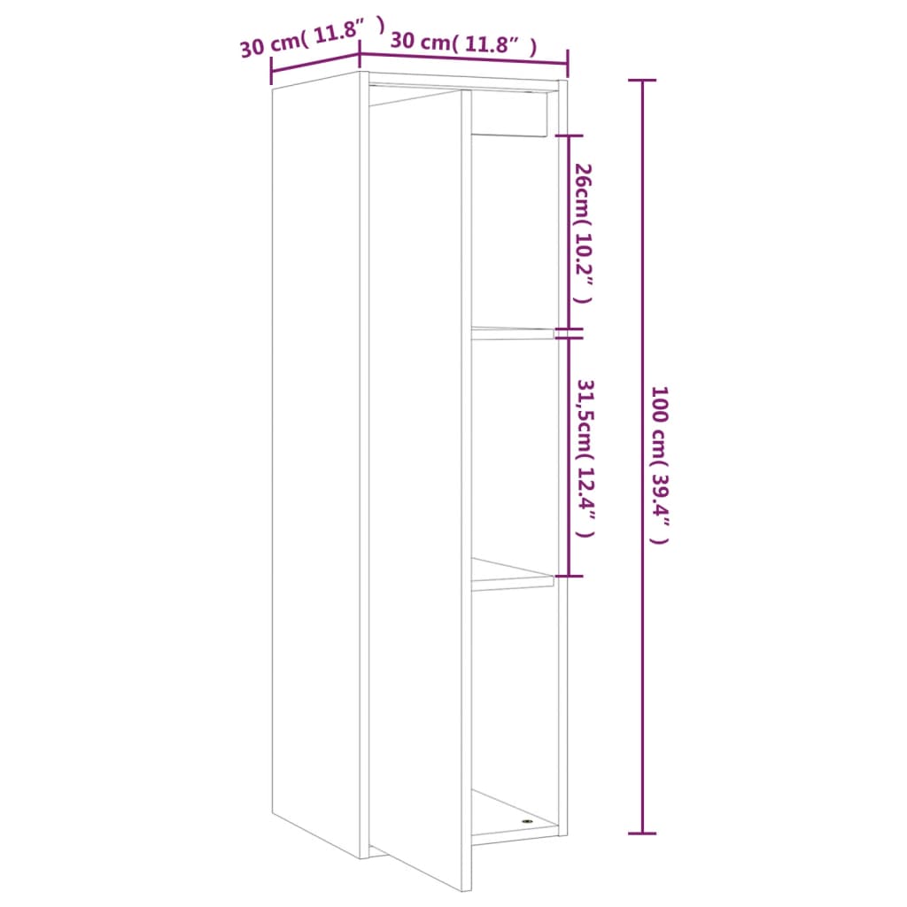 vidaXL Dulapuri de perete, 2 buc., negru, 30x30x100 cm, lemn masiv pin