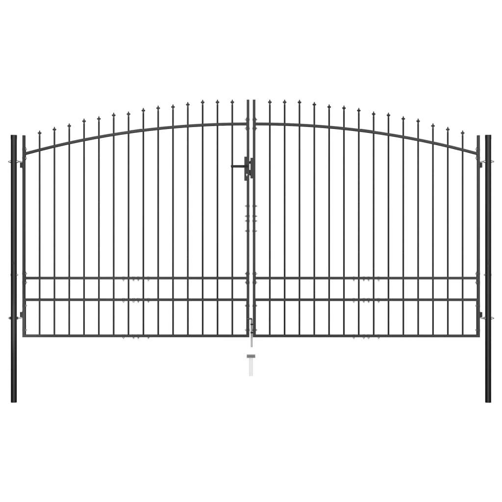 vidaXL Poartă de gard cu două uși, cu vârfuri de suliță, 400 x 248 cm