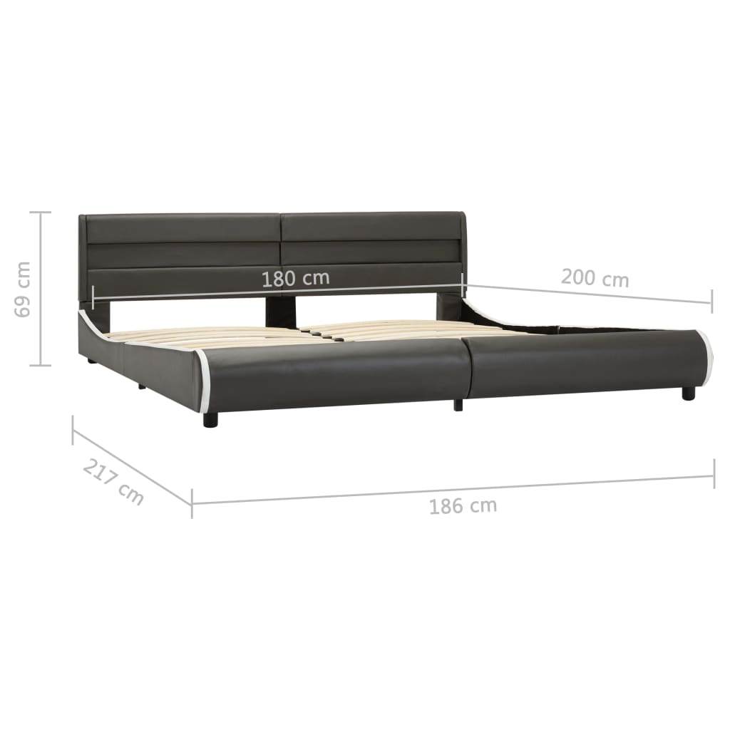 vidaXL Cadru de pat cu LED, antracit, 180 x 200 cm, piele ecologică