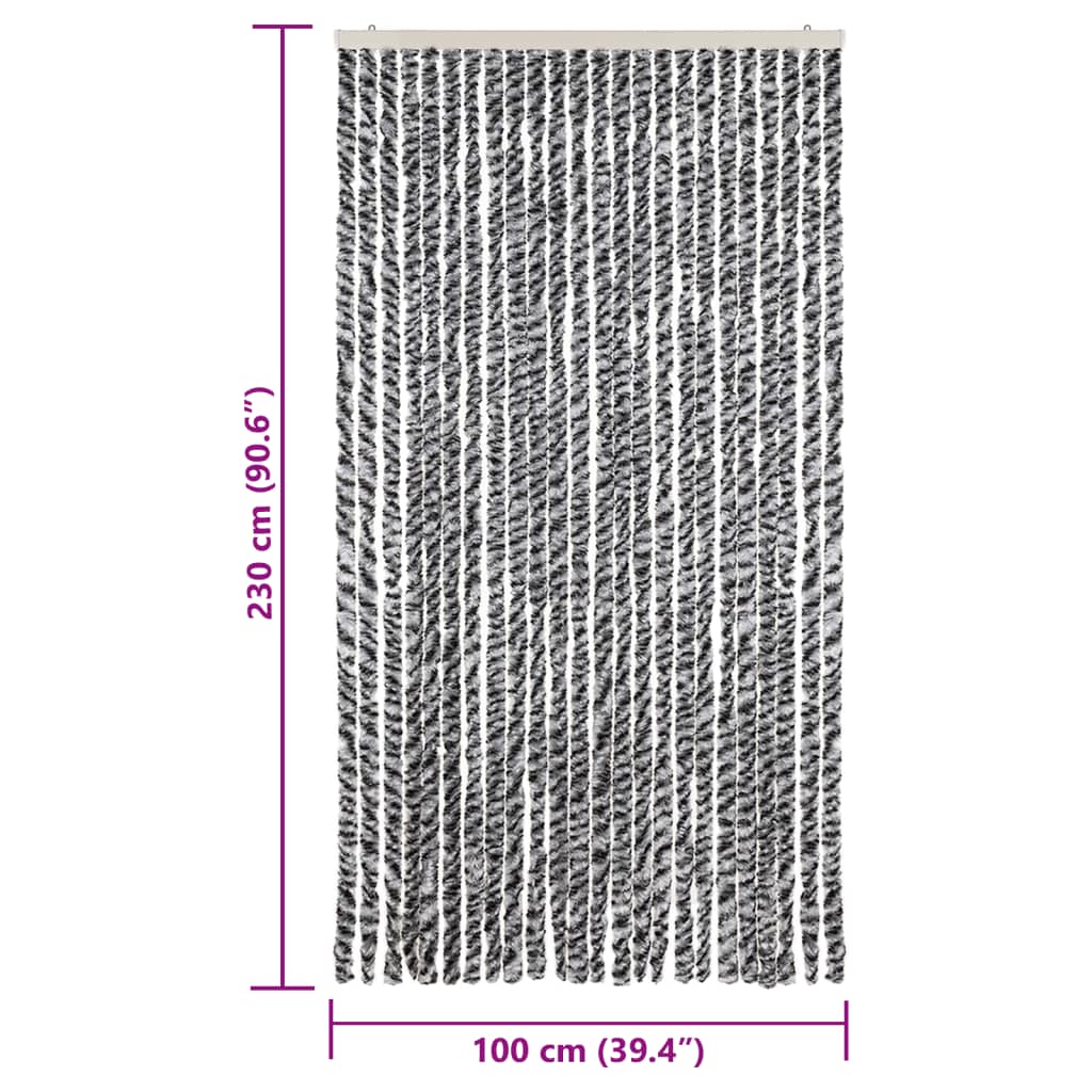 vidaXL Perdele pentru insecte, gri și alb-negru, 100x230 cm, chenille