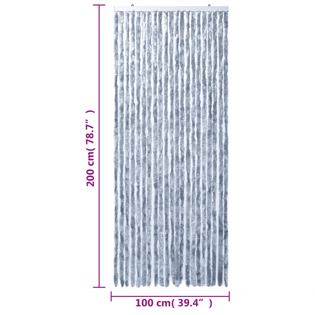 vidaXL Perdea pentru insecte, argintiu, 100x200 cm, chenille