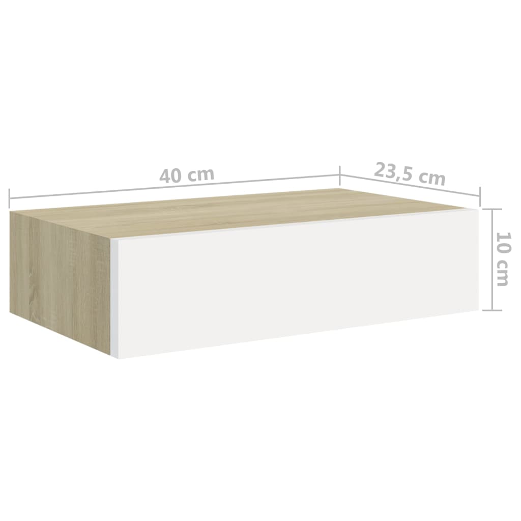 vidaXL Dulapuri de perete cu sertar 2 buc stejar/alb 40x23,5x10 cm MDF