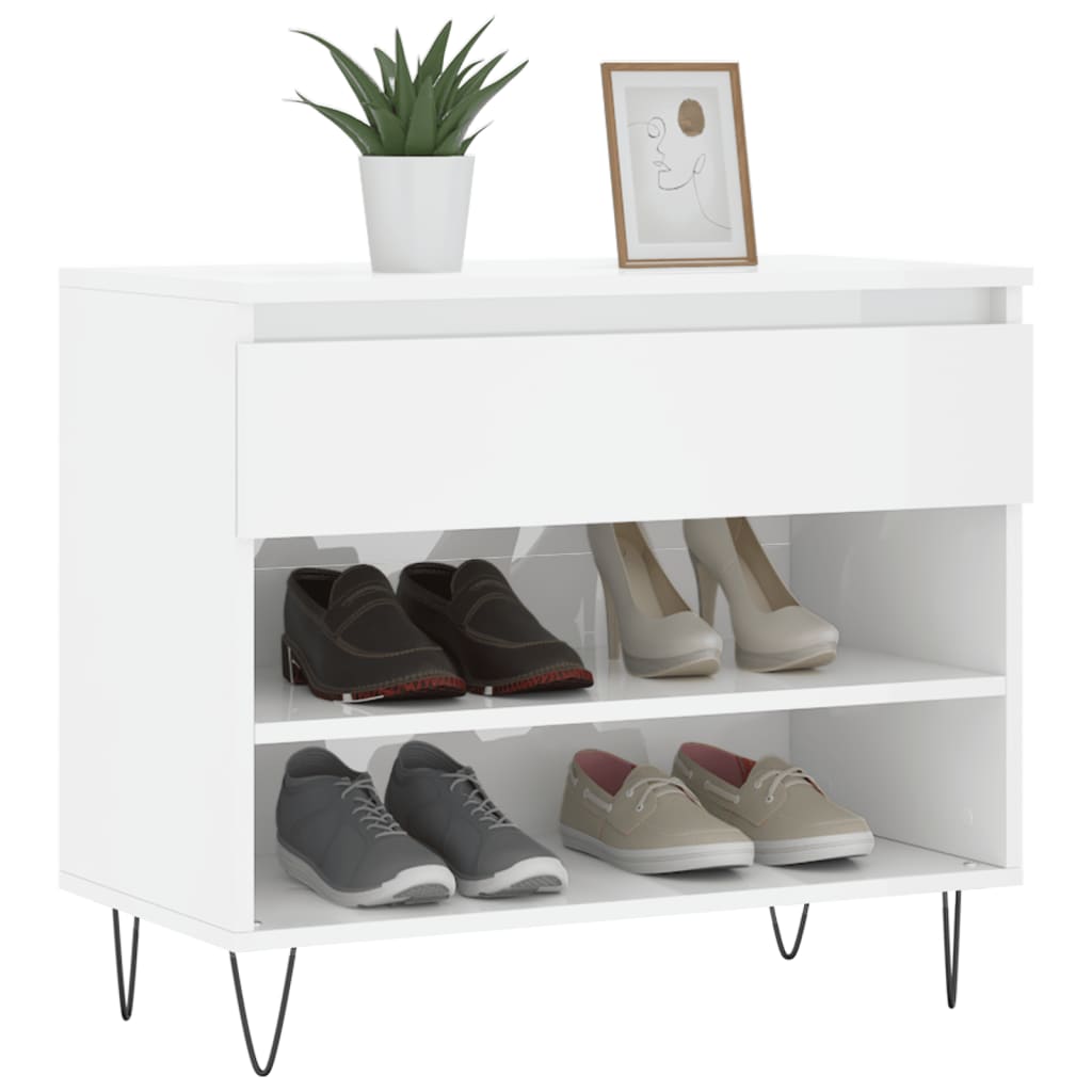 vidaXL Pantofar, alb extralucios, 70x36x60 cm, lemn prelucrat