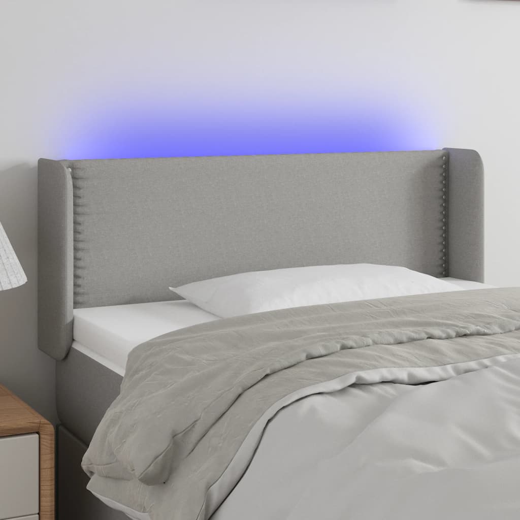 vidaXL Tăblie de pat cu LED, gri deschis, 83x16x78/88 cm, textil