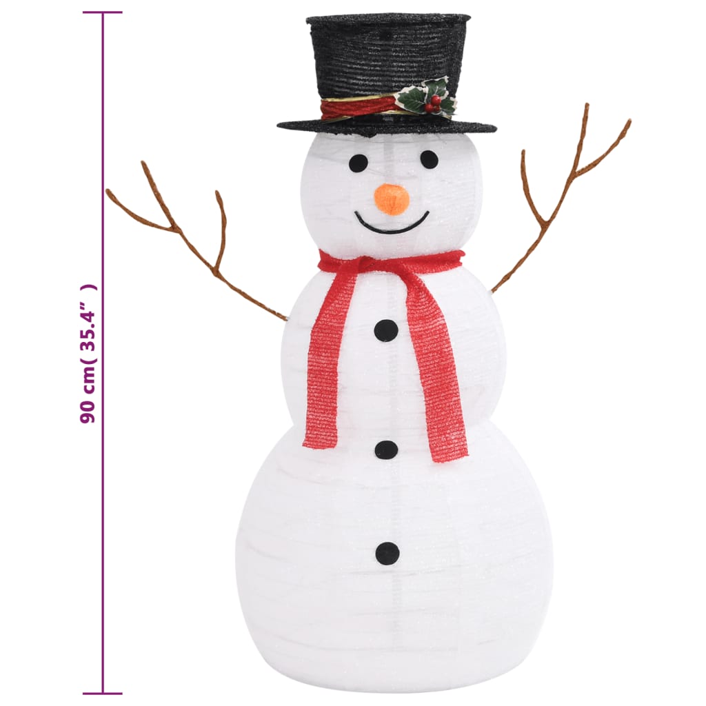 vidaXL Figurină decorativă Crăciun om de zăpadă LED 90 cm țesătură lux