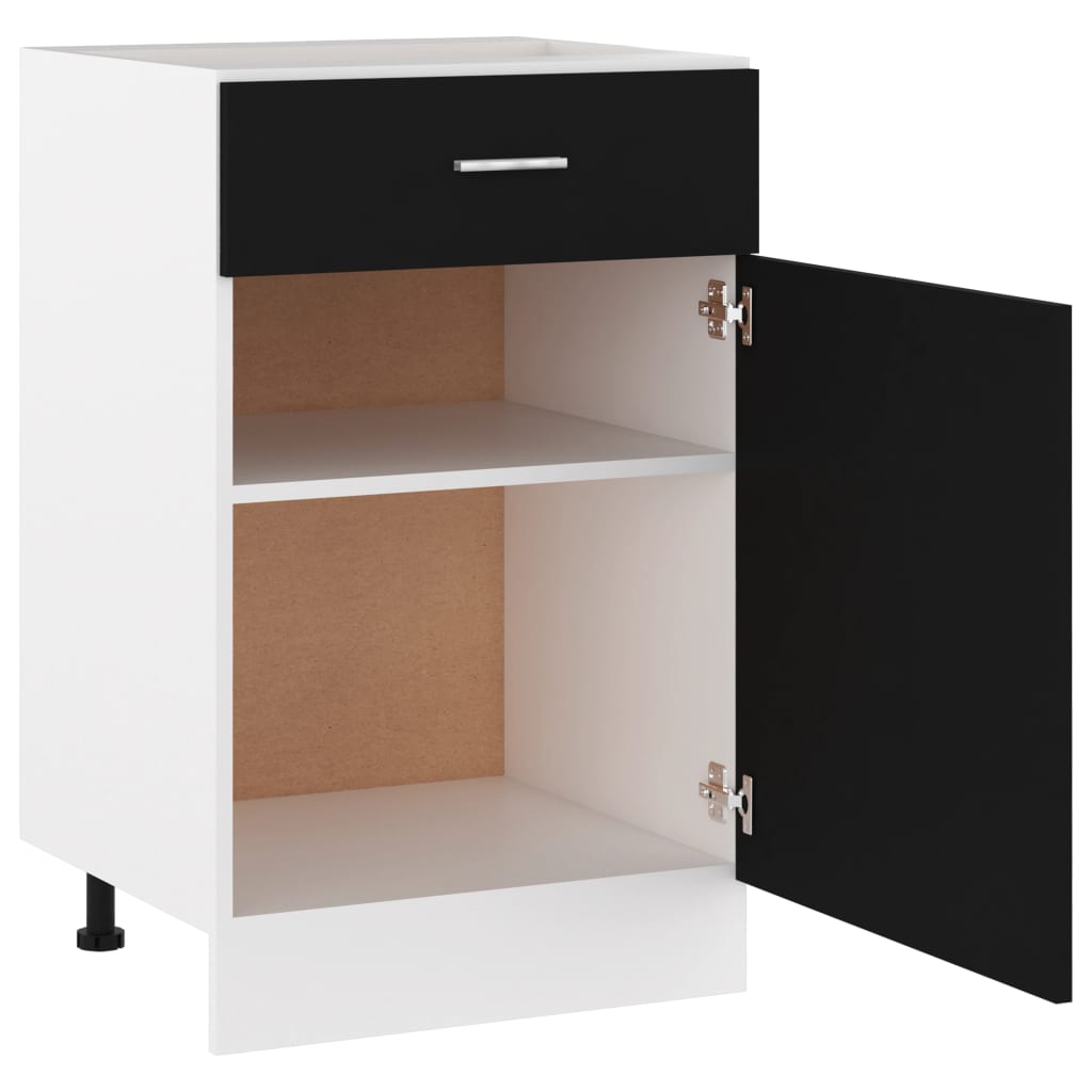 vidaXL Dulap inferior cu sertar, negru, 50 x 46 x 81,5 cm, PAL