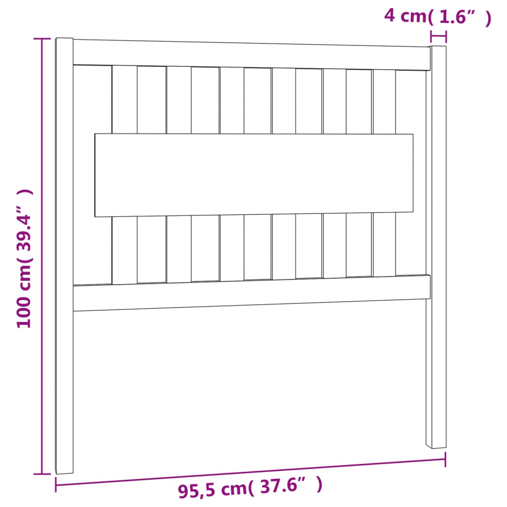 vidaXL Tăblie de pat, 95,5x4x100 cm, lemn masiv de pin