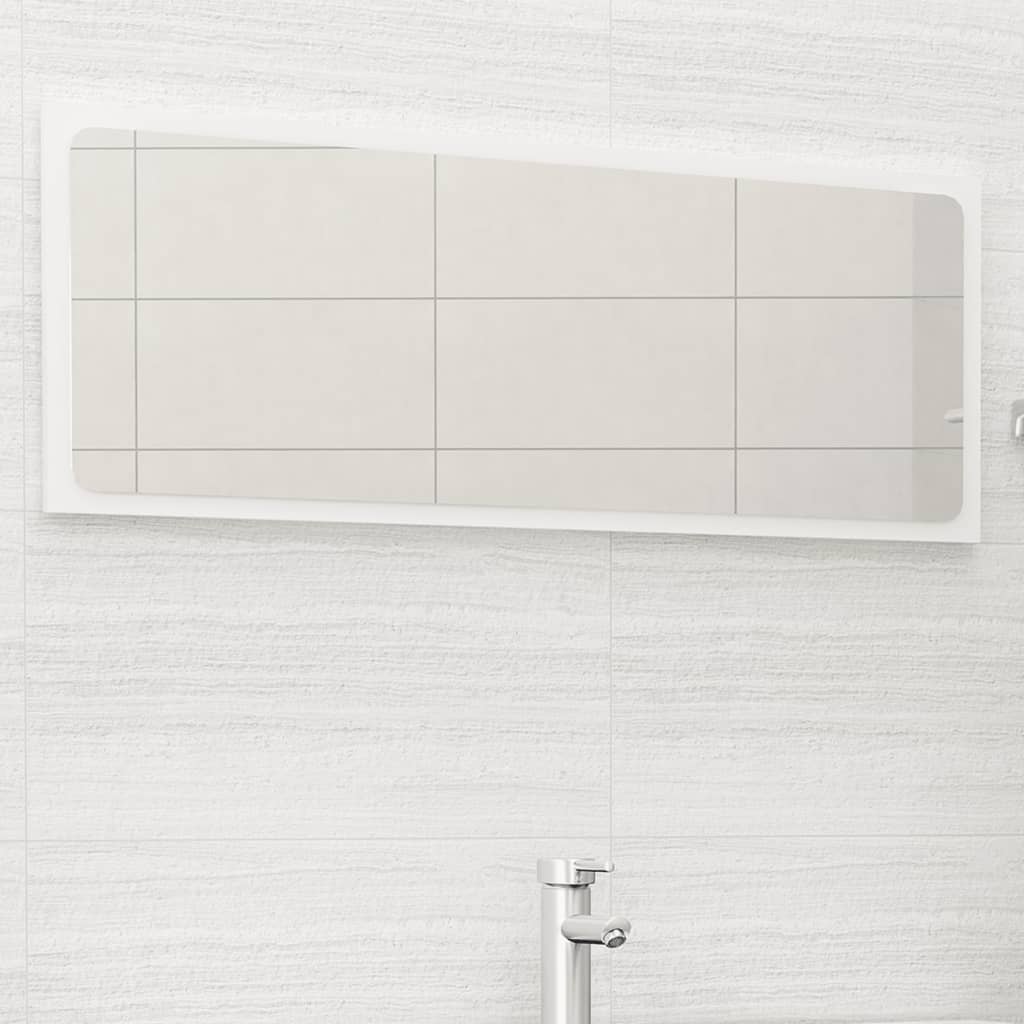 vidaXL Oglindă de baie, alb extralucios, 100x1,5x37 cm, PAL