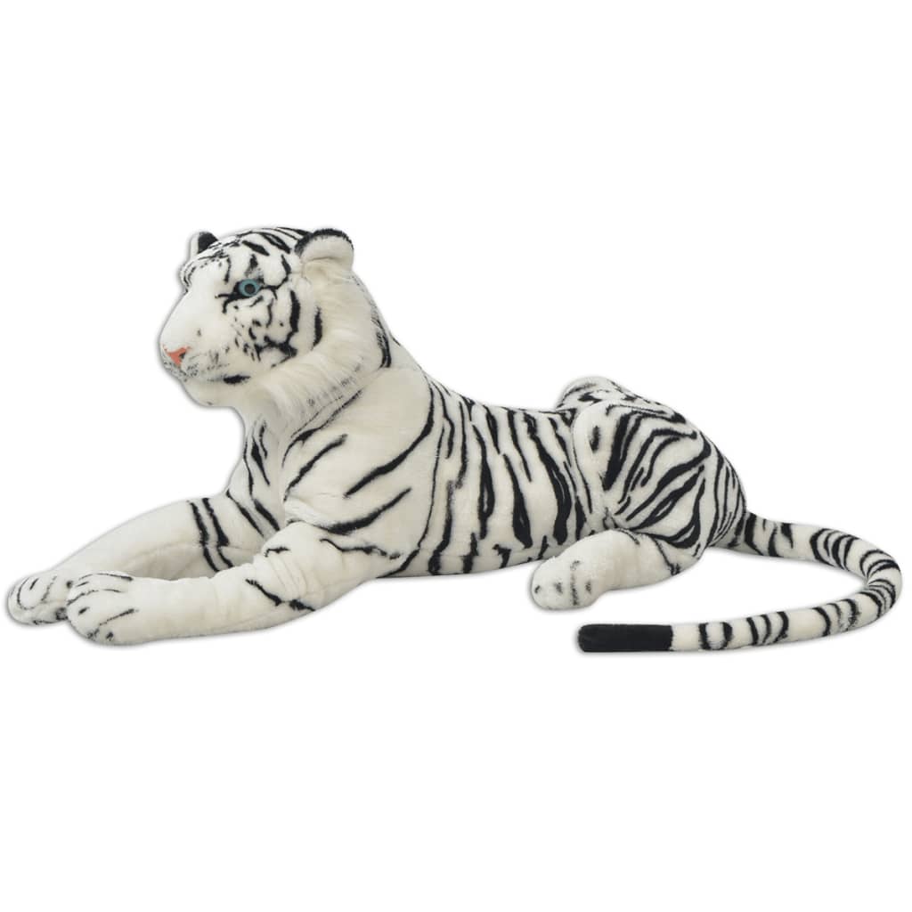 vidaXL Tigru de jucărie din pluș, XXL, alb
