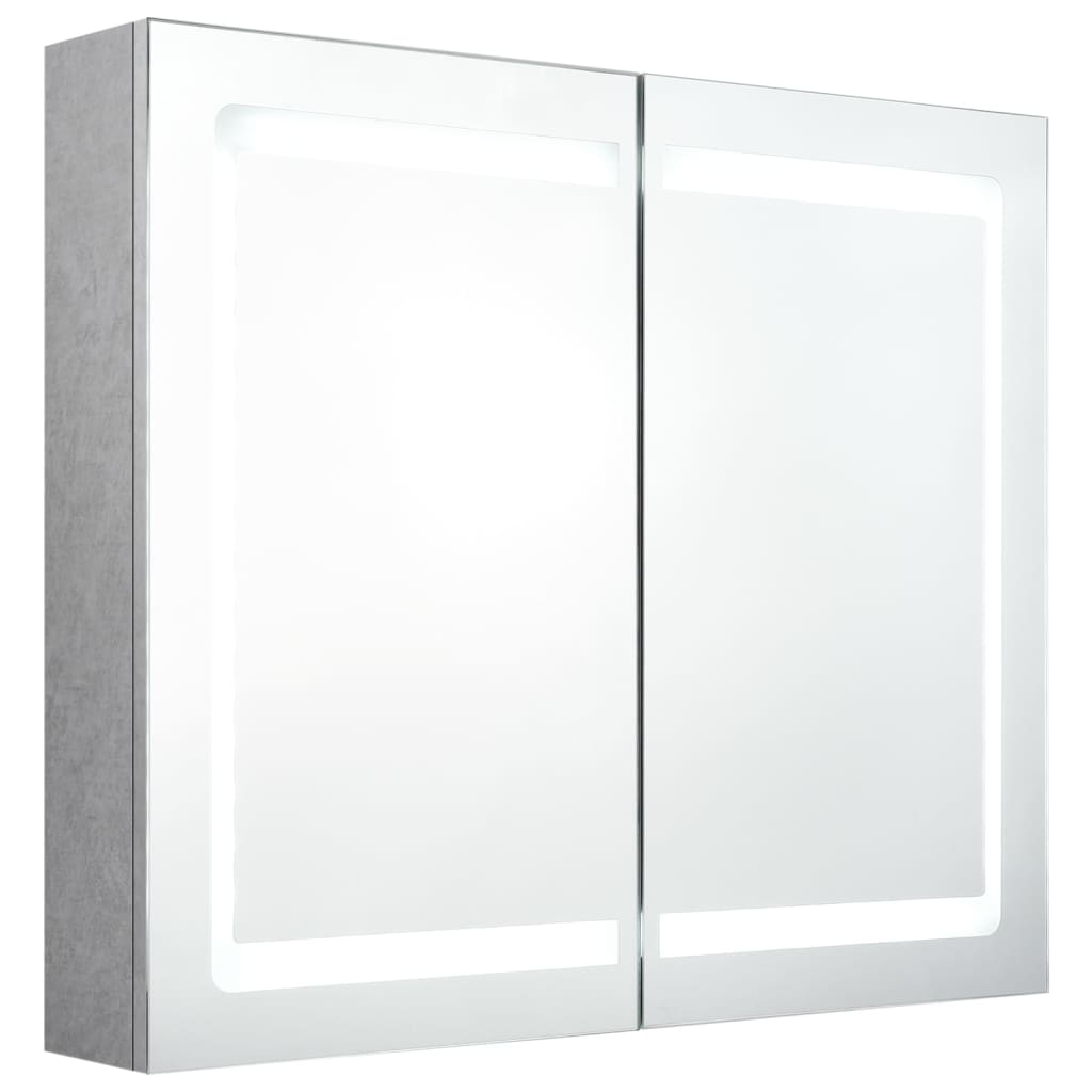 vidaXL Dulap de baie cu oglindă și LED, gri, 80x12x68 cm