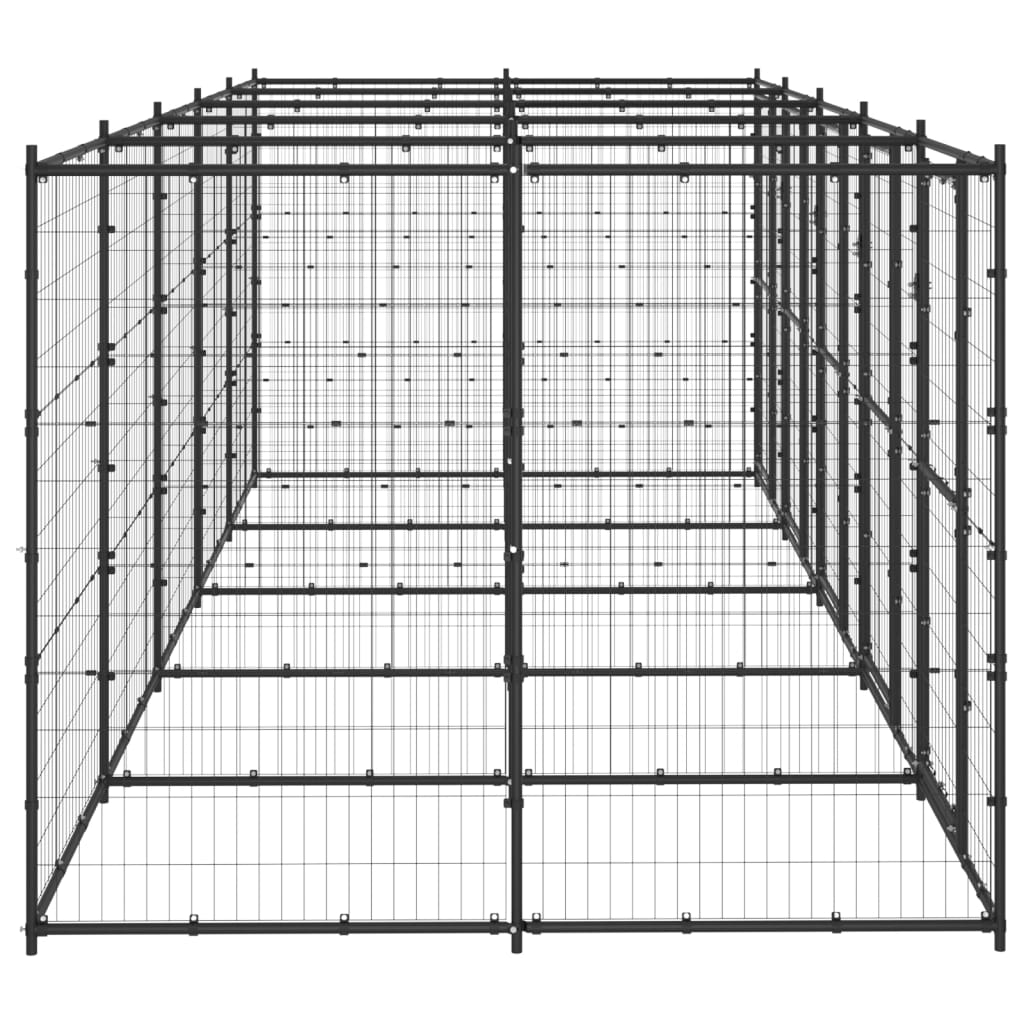 vidaXL Padoc pentru câini de exterior, 12,1 m², oțel