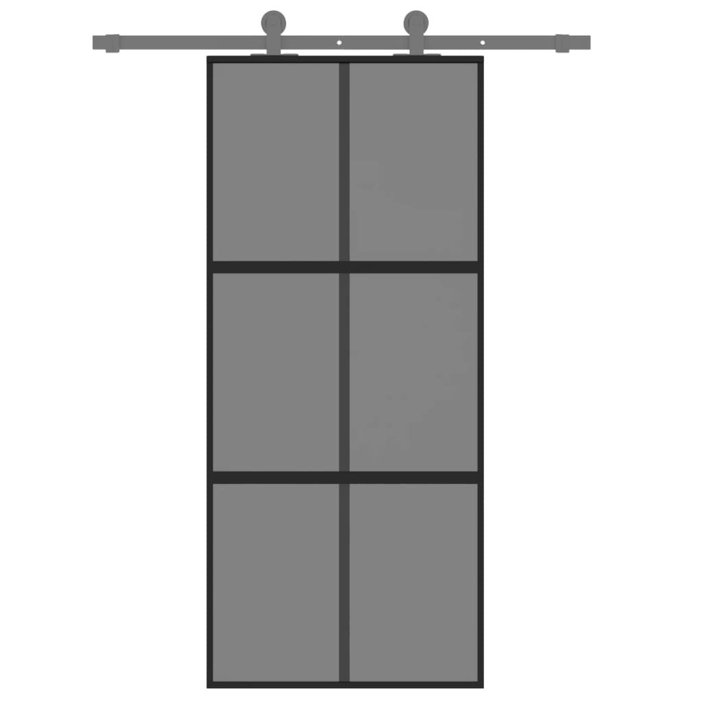 vidaXL Ușă glisantă, negru, 90x205 cm, sticlă securizată și aluminiu