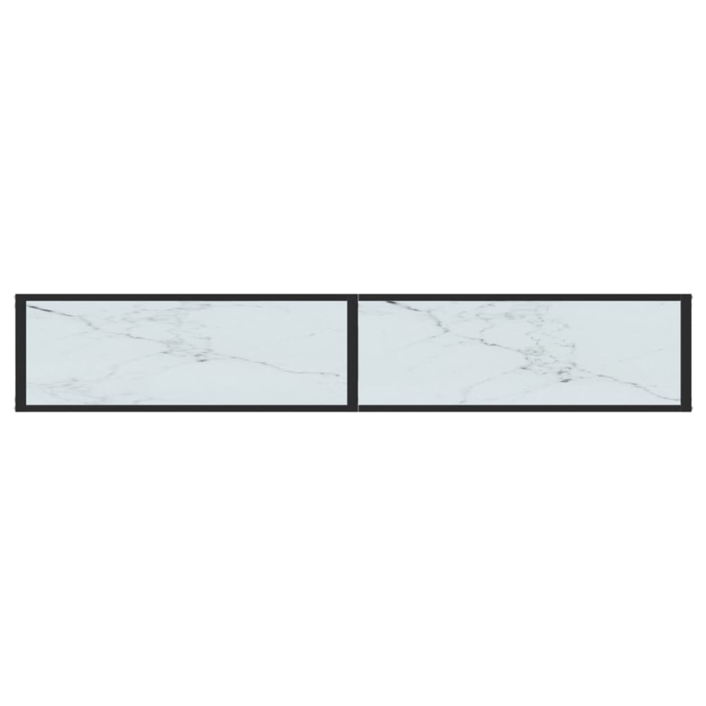 vidaXL Masă consolă, alb marmură, 200x35x75,5 cm, sticlă securizată