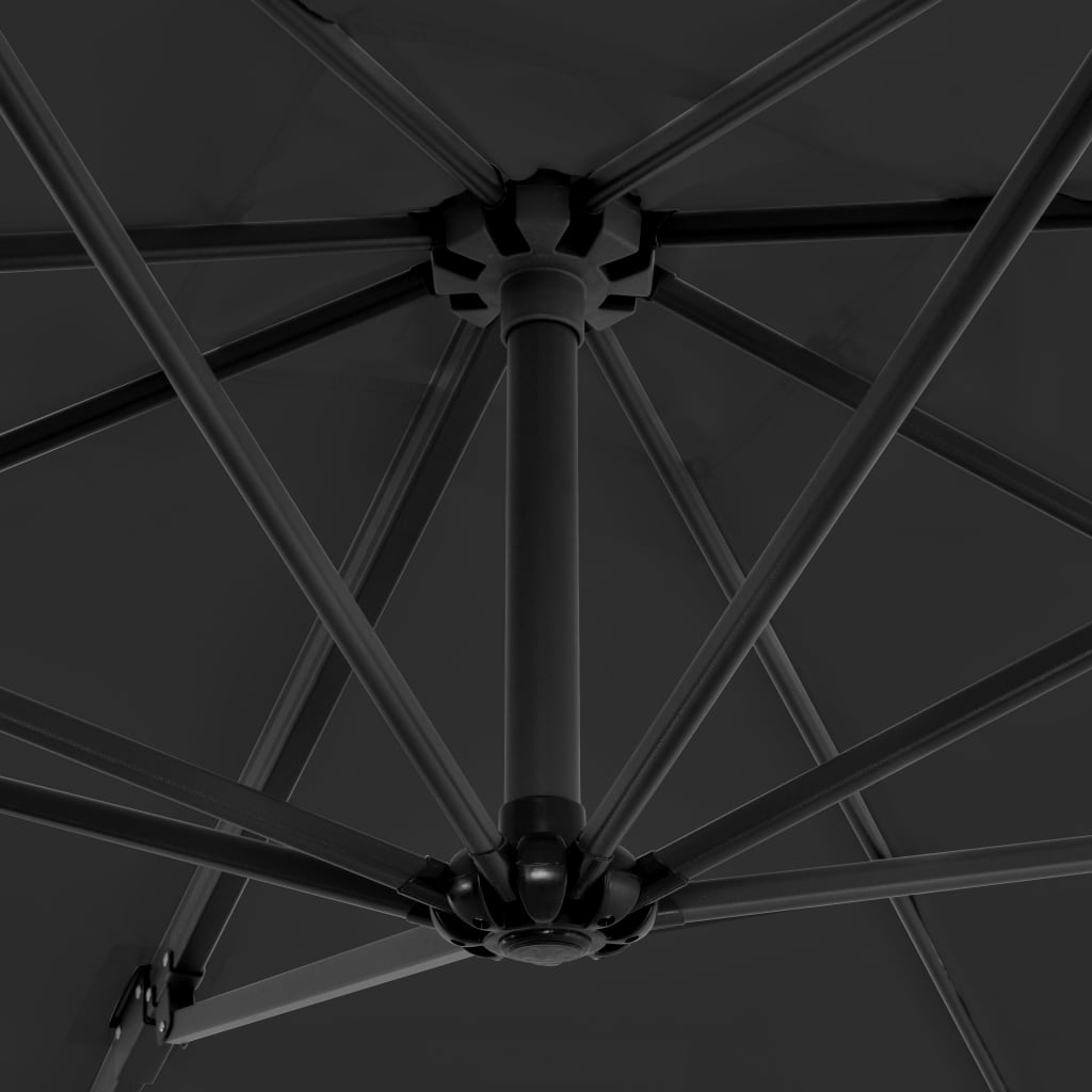 vidaXL Umbrelă suspendată cu stâlp din aluminiu, antracit, 250x250 cm