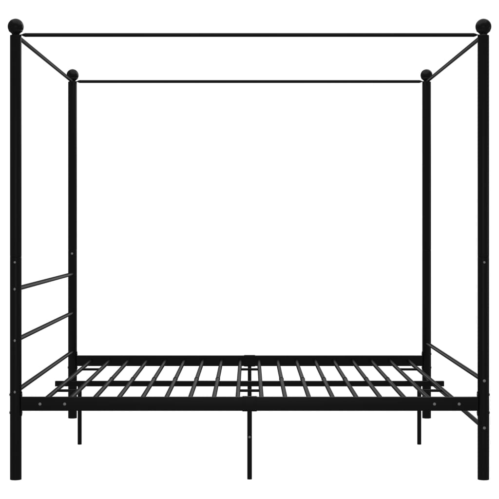 vidaXL Cadru de pat cu baldachin, negru, 180x200 cm, metal
