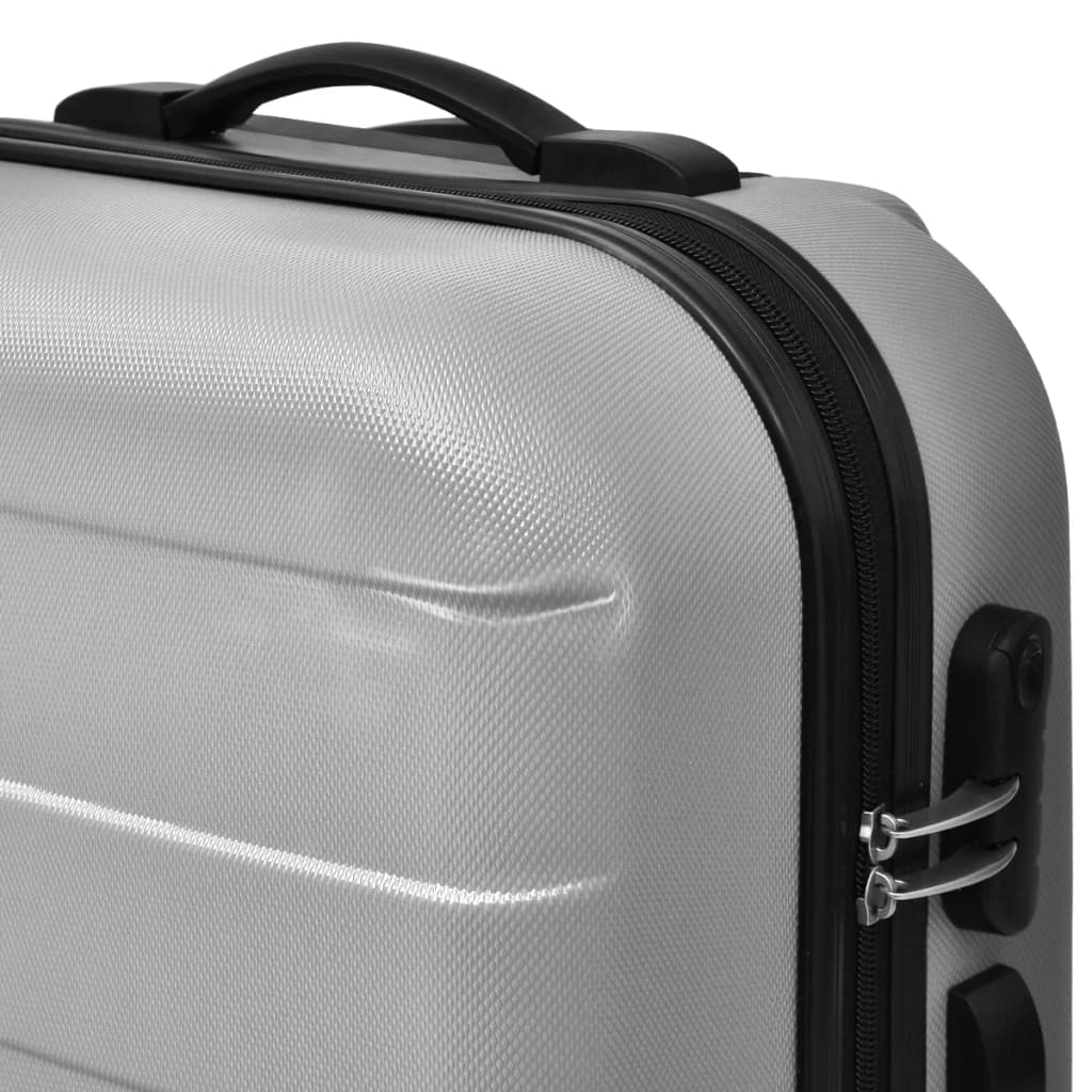vidaXL Set valize rigide, argintiu, 3 buc., 45,5/55/66 cm