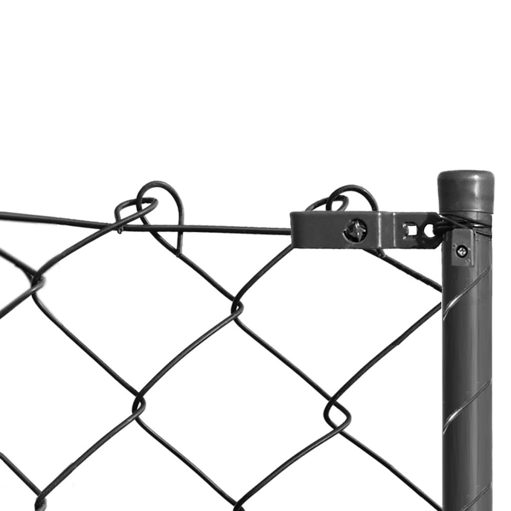 vidaXL Gard plasă de sârmă cu țăruși, gri, 1 x 15 m