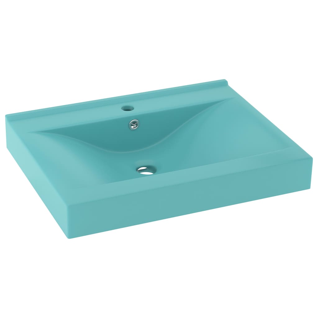 vidaXL Chiuvetă baie lux, orificiu robinet verde mat 60x46 cm ceramică