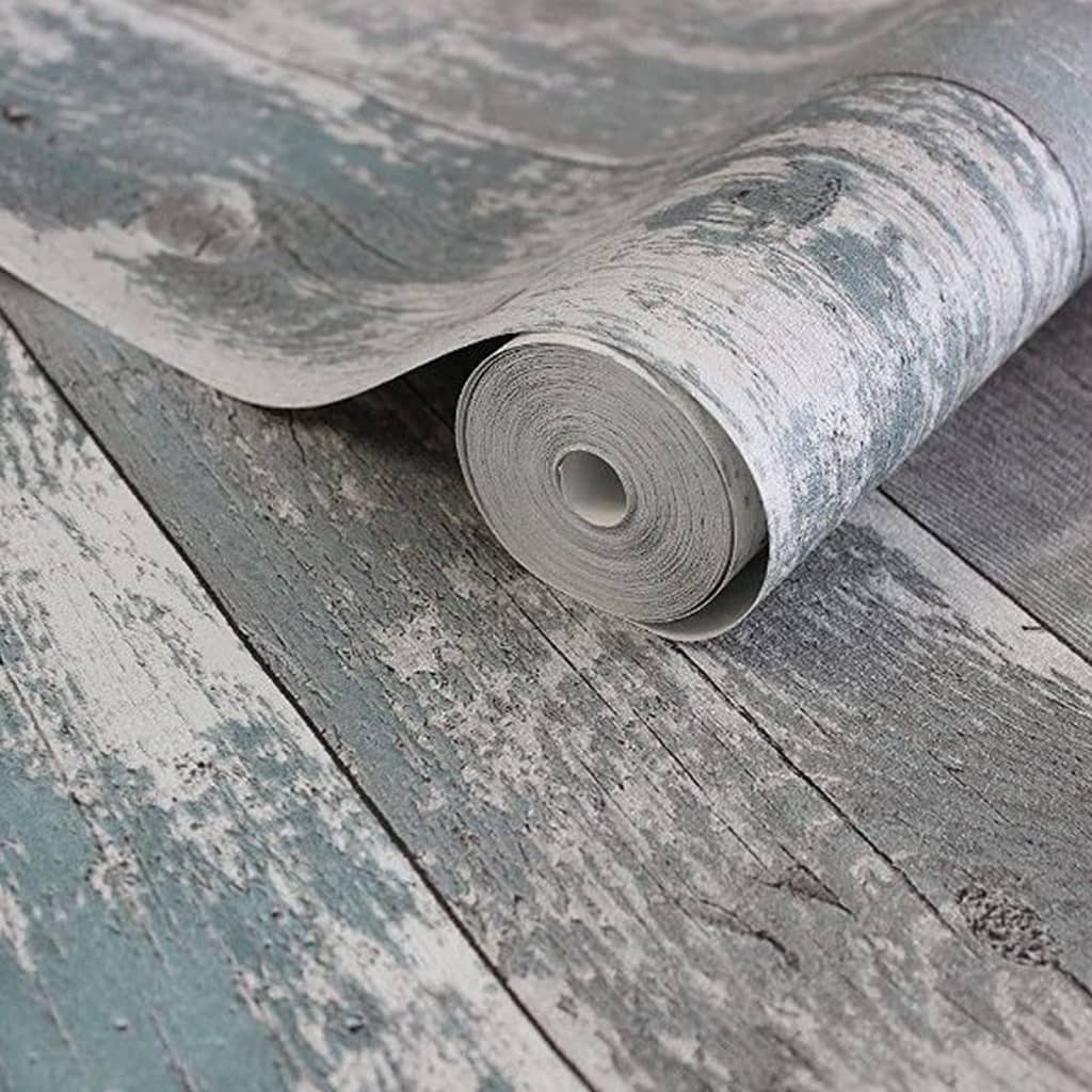 Noordwand Tapet "Topchic Wooden Planks", gri închis și albastru