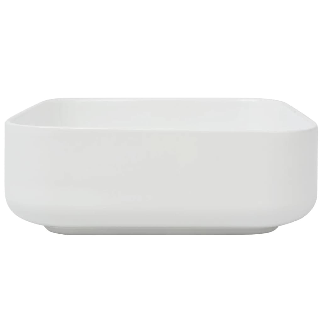 vidaXL Chiuvetă de baie din ceramică, pătrată, 39x39x13,5 cm, alb