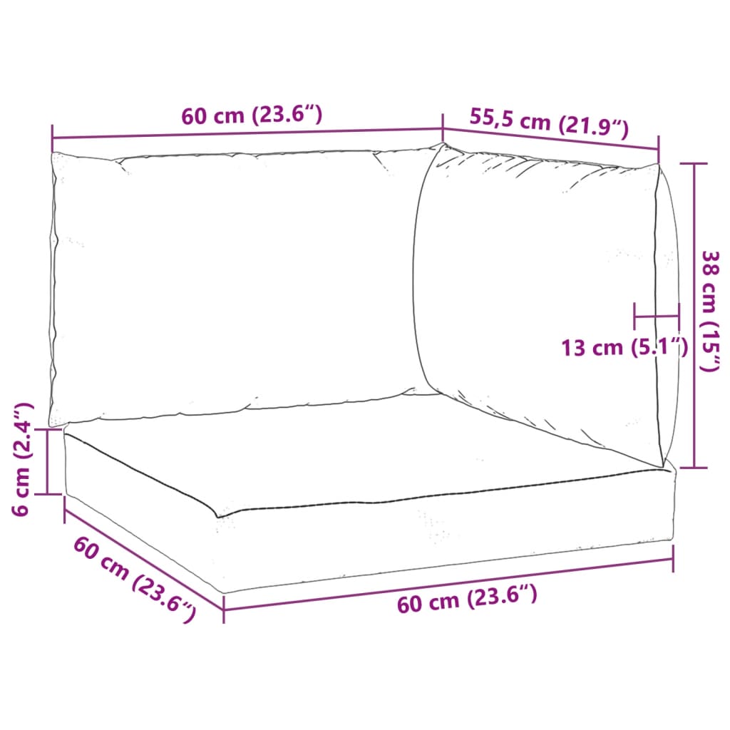 vidaXL Perne de canapea din paleți, 3 buc., alb crem, material textil