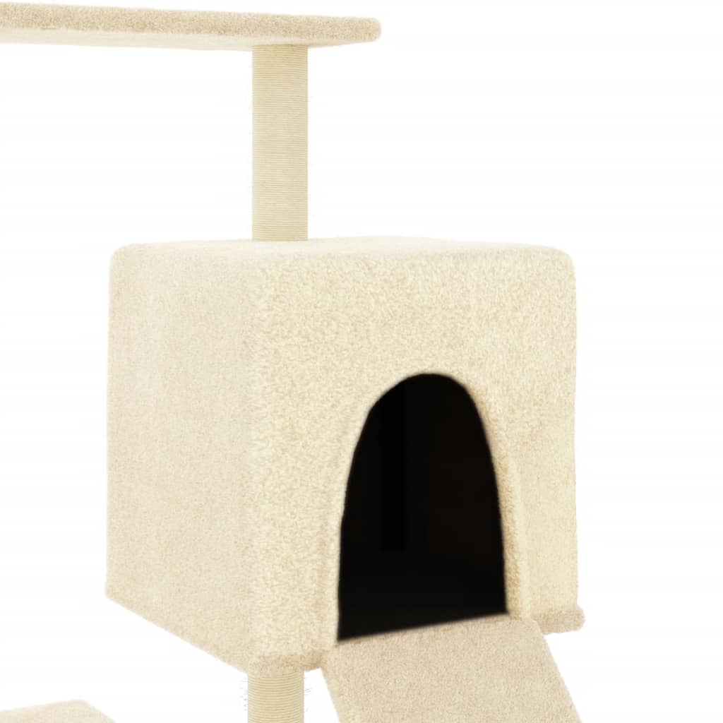 vidaXL Ansamblu de pisici cu stâlpi din funie de sisal, crem, 130,5 cm