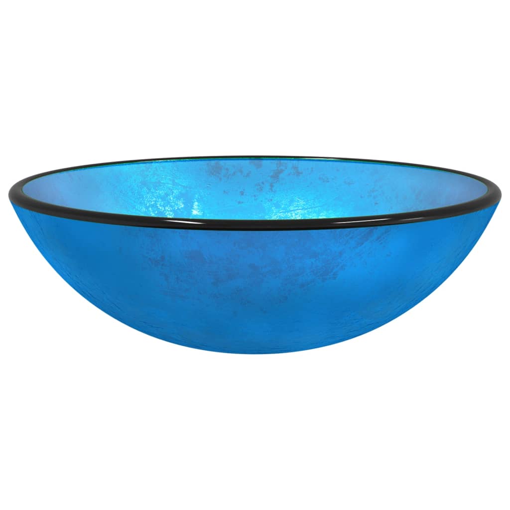 vidaXL Chiuvetă din sticlă securizată, albastru, 42x14 cm