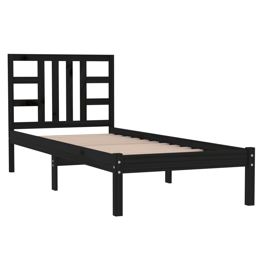 vidaXL Cadru de pat, negru, 100x200 cm, lemn masiv