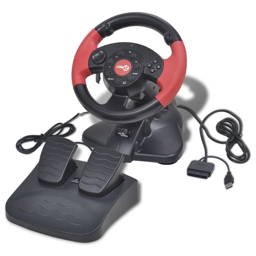 Volan pentru jocuri de curse pentru PS2/PS3/PC, roșu
