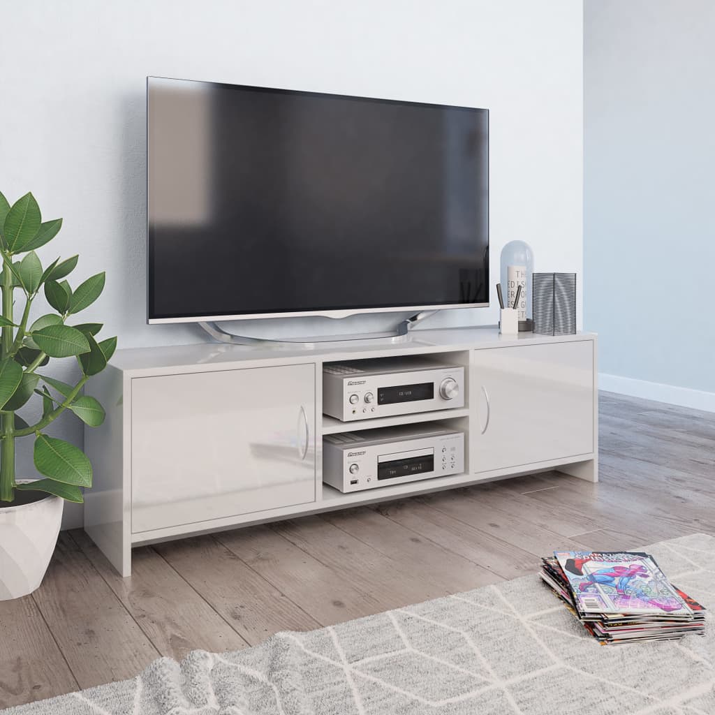 vidaXL Comodă TV, alb lucios, 120 x 30 x 37,5 cm, PAL
