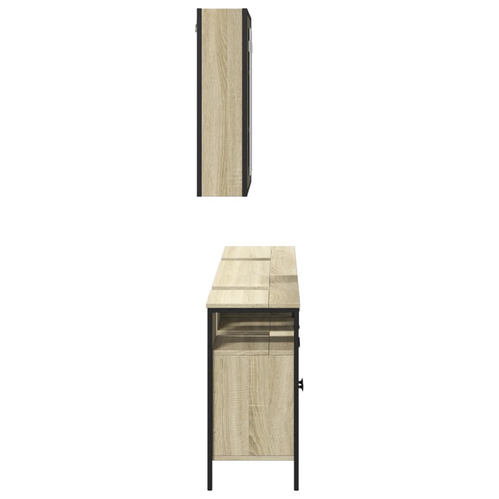 vidaXL Set dulapuri de baie, 3 piese, stejar sonoma, lemn prelucrat