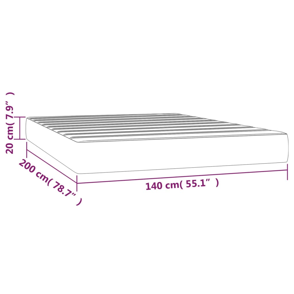 vidaXL Saltea de pat cu arcuri, gri, 140x200x20 cm, piele ecologică