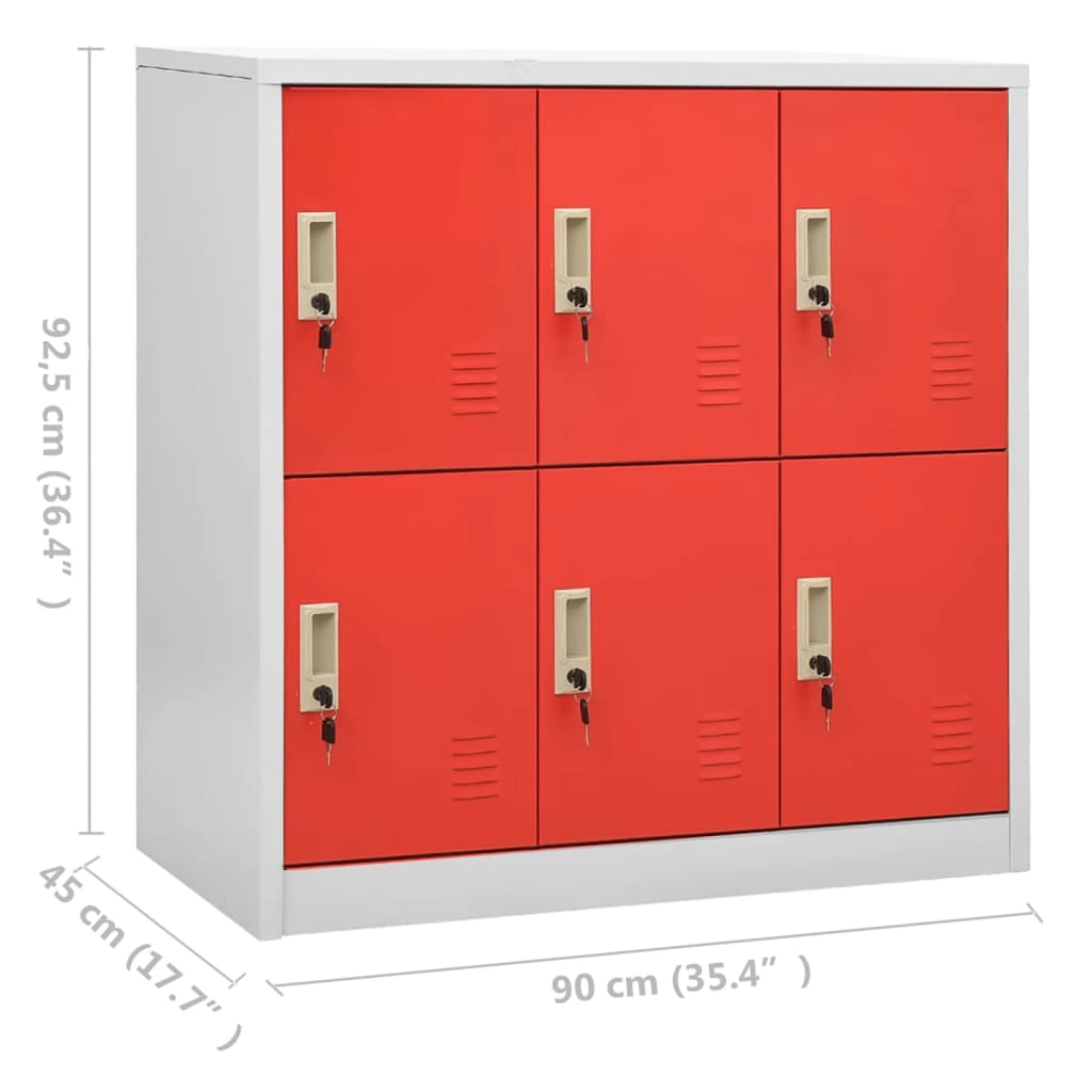 vidaXL Dulap vestiar, gri deschis și roșu, 90x45x92,5 cm, oțel