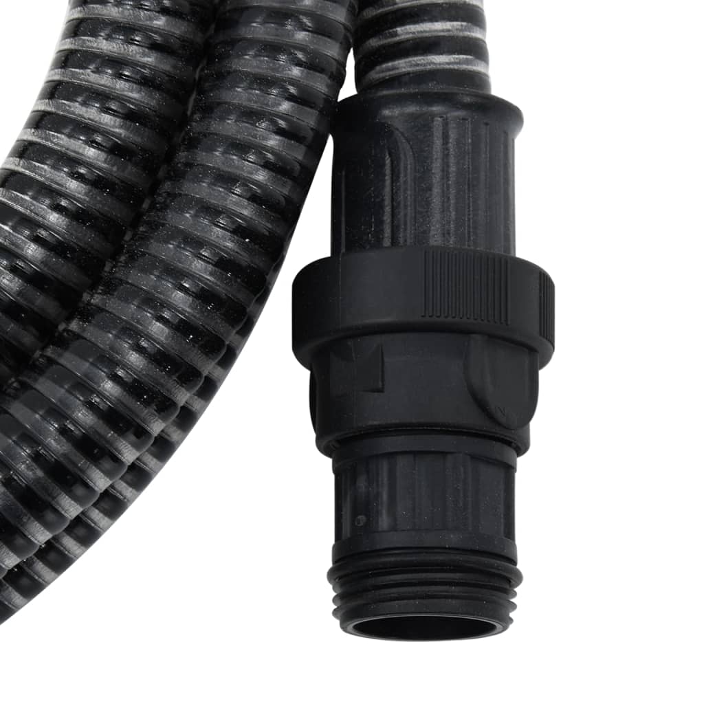 vidaXL Furtun de aspirație cu racorduri din PVC, negru 1" 10 m, PVC