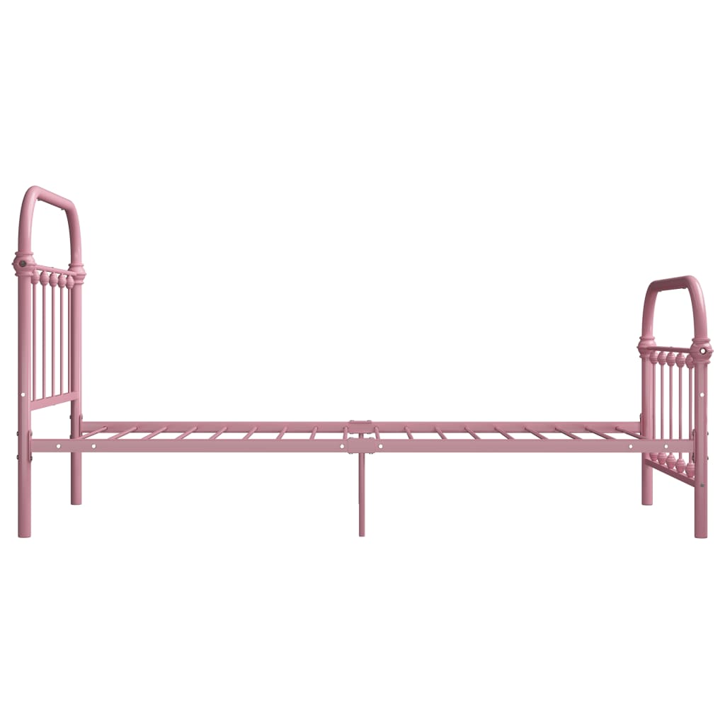 vidaXL Cadru de pat, roz, 90 x 200 cm, metal