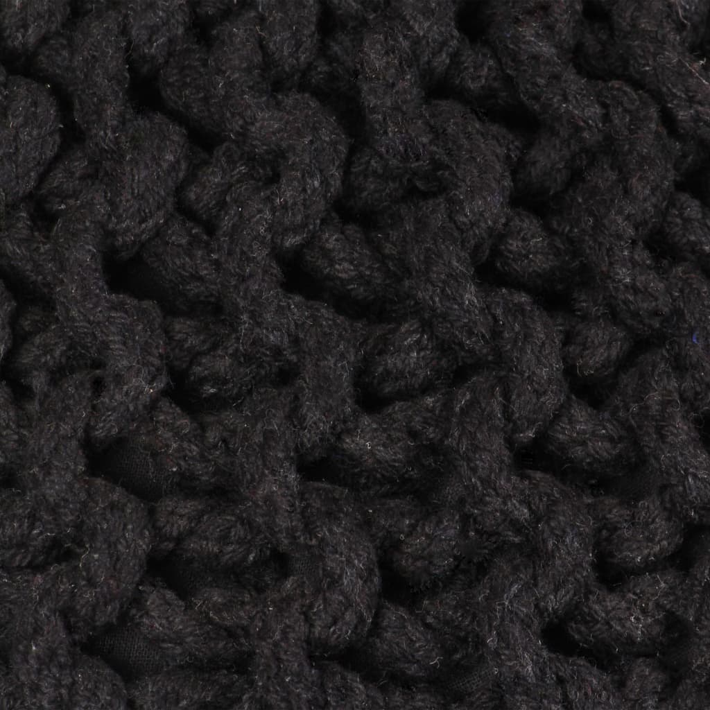vidaXL Puf tricotat manual, bumbac, 50 x 35 cm, negru