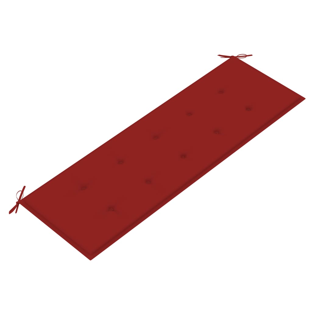 vidaXL Bancă Batavia cu pernă roșie, 150 cm, lemn masiv de tec