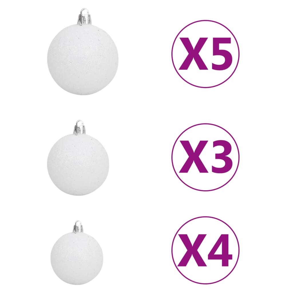 vidaXL Brad Crăciun pre-iluminat artificial, set globuri, alb, 180 cm